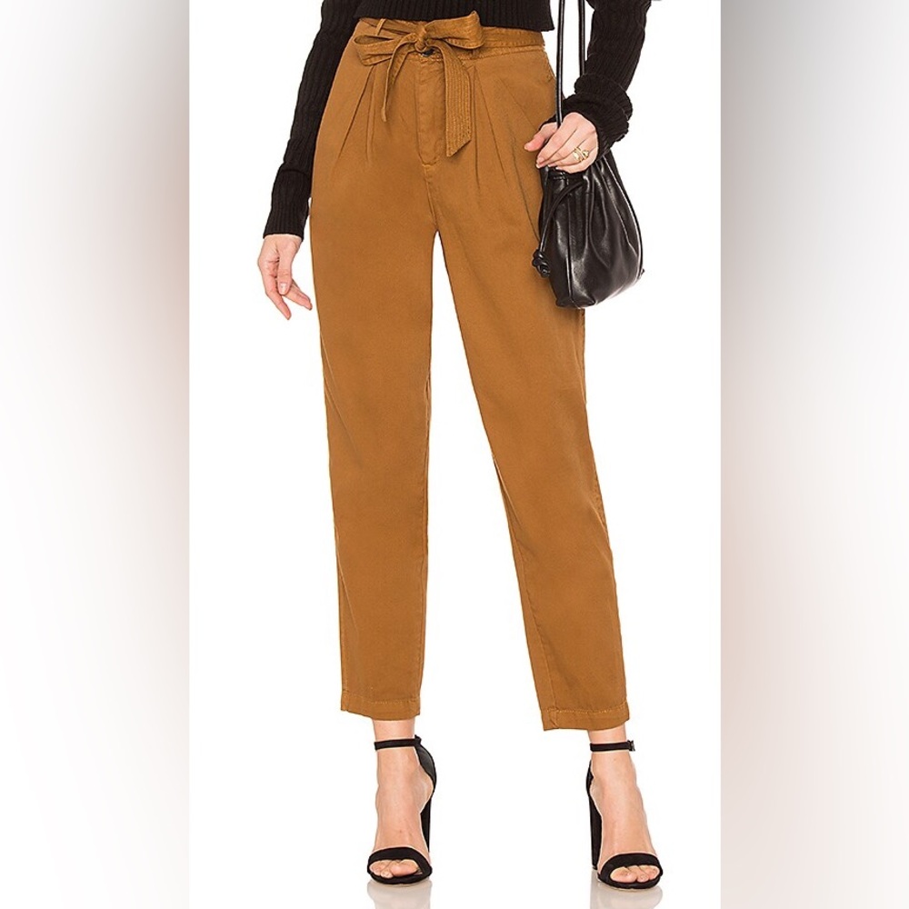 Free People High Waisted 90s Peg baggy tie Pants - yellow brown - Size 10